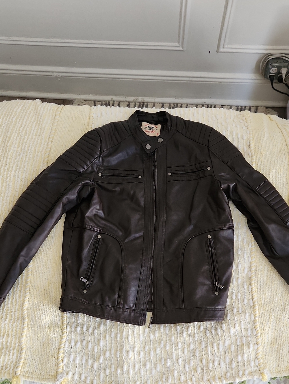 Men's Brown Quilted Sleeve Bomber Jacket
